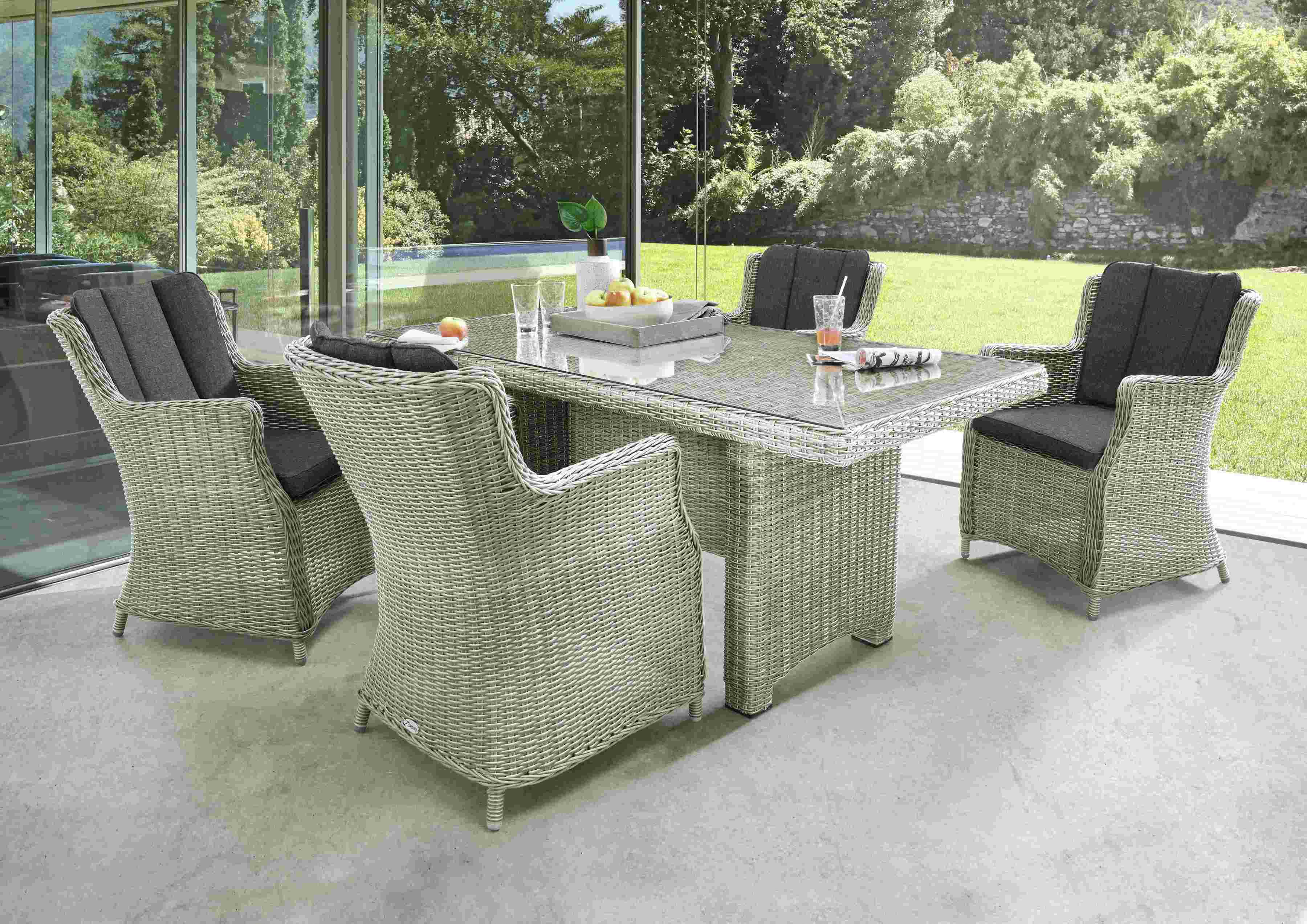 Destiny Garten-Essgruppe „LUNA 4 Se + Tisch 200x100x75cm, vintage weiß“ Set, 13 Stk. tlg. Aluminium, Polyrattan vintage weiß Einheitsgröße Rabatt: 15 %