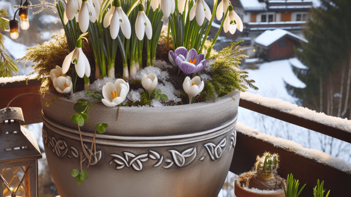 Zwiebelblüher für Balkon und Terrasse: Schneeglöckchen und Krokusse im Topf