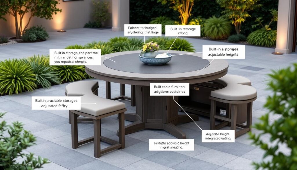 Gartentisch rund mit Zusatzfunktionen