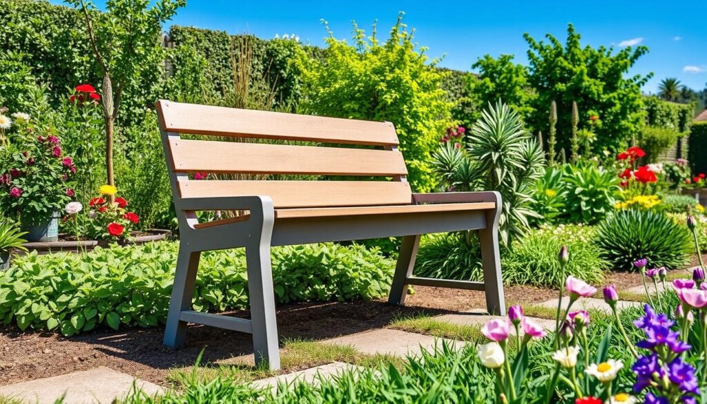 Wetterbeständige Sitzbank im Gartendesign