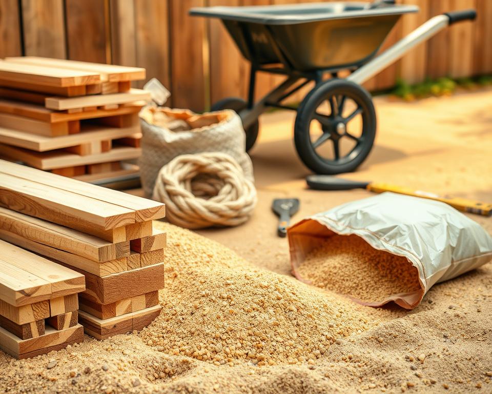 Materialien für Sandkastenbau