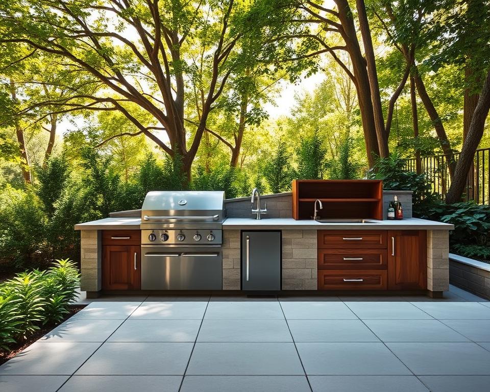 Moderne Outdoor-Küche im Garten