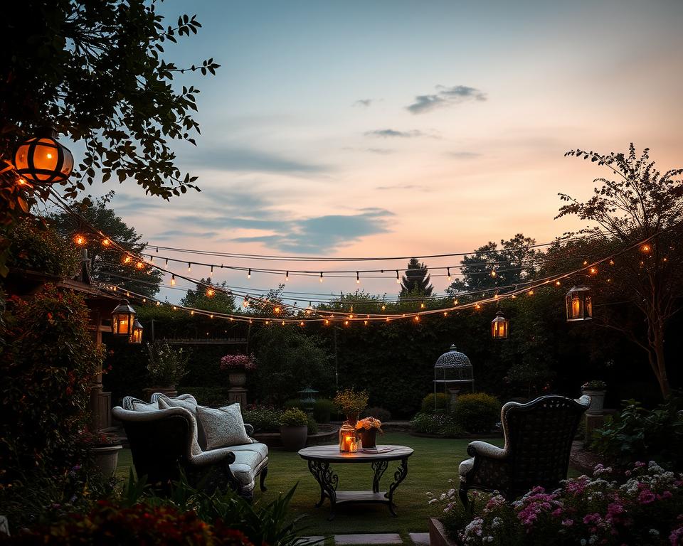 Romantische Gartenbeleuchtung