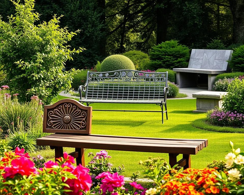 Verschiedene Gartenbank Stile