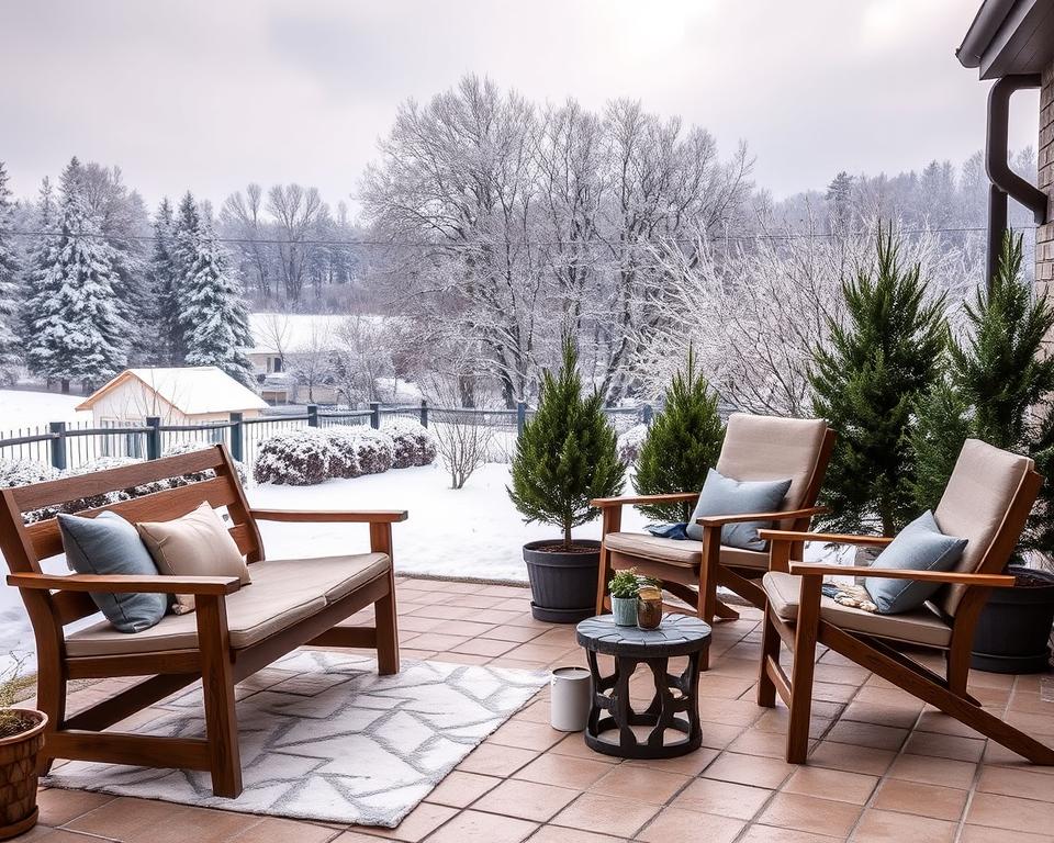 Winterfeste Gartenmöbel im Freien