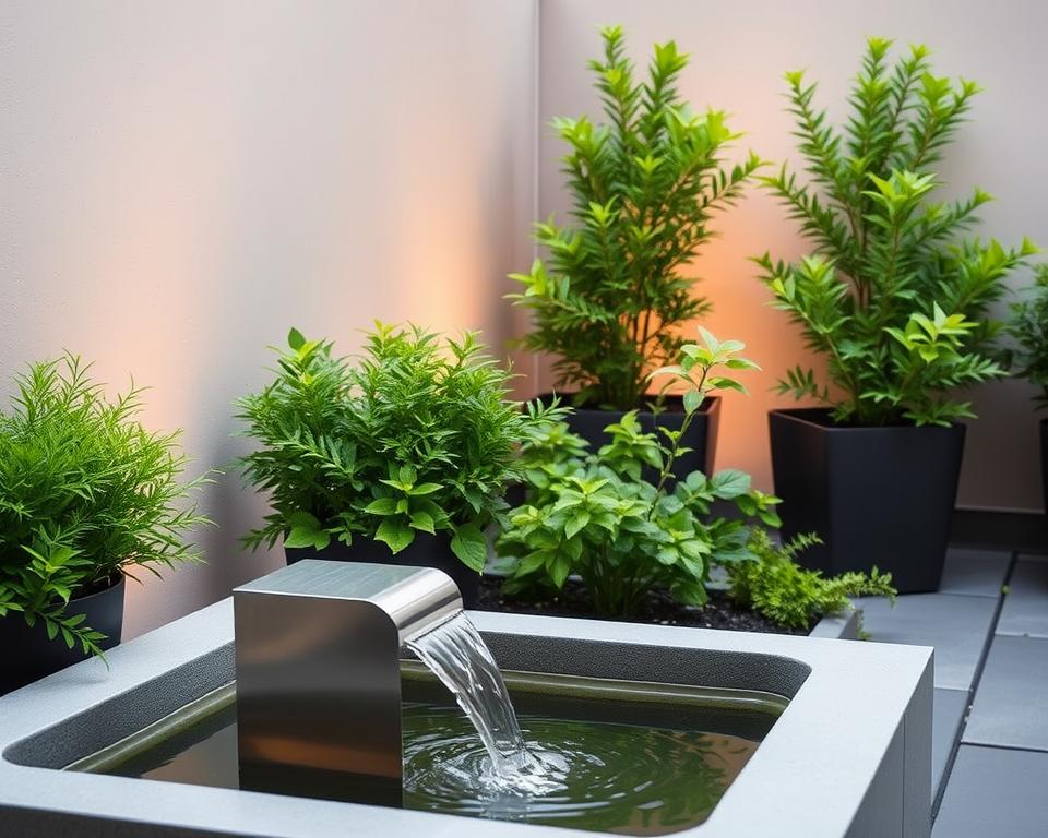 Kompakte Wasserspiele für kleine Terrassen