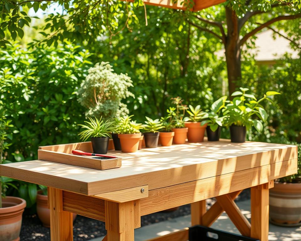 Ergonomischer Pflanztisch mit optimaler Arbeitshöhe Ergonomischer Pflanztisch mit optimaler Arbeitshöhe