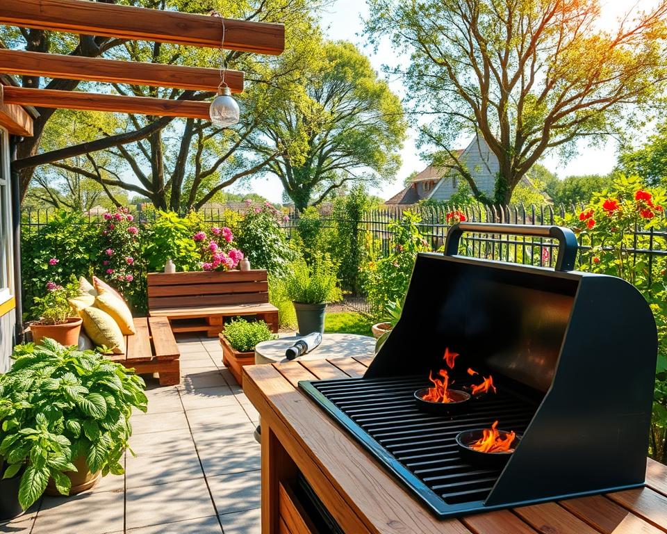 Grillbereich in Palettenküche