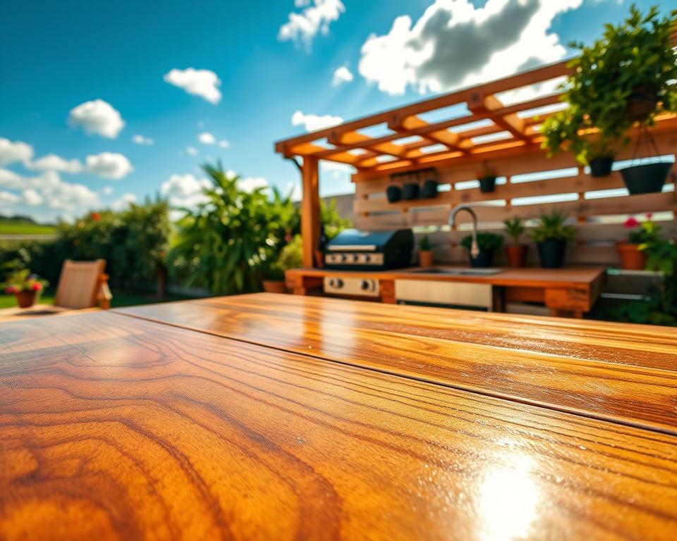 Holzversiegelung außen für Gartenküche