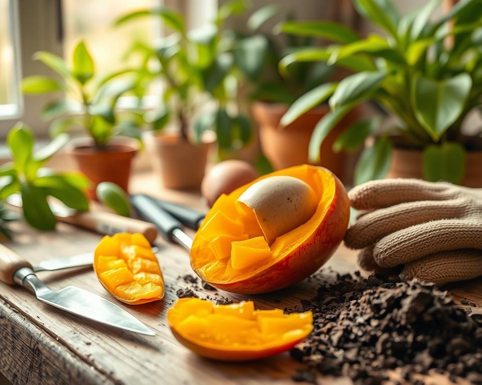 Mangokern Vorbereitung