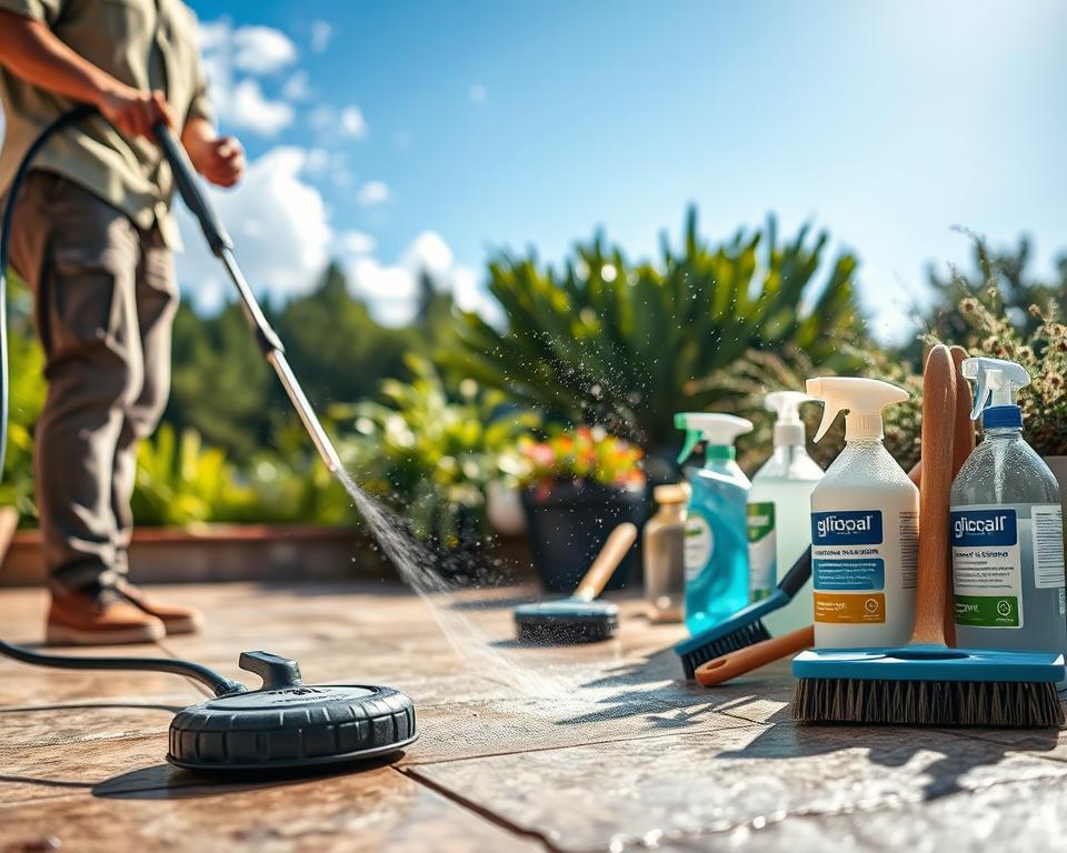 Naturstein Terrasse reinigen Anleitung