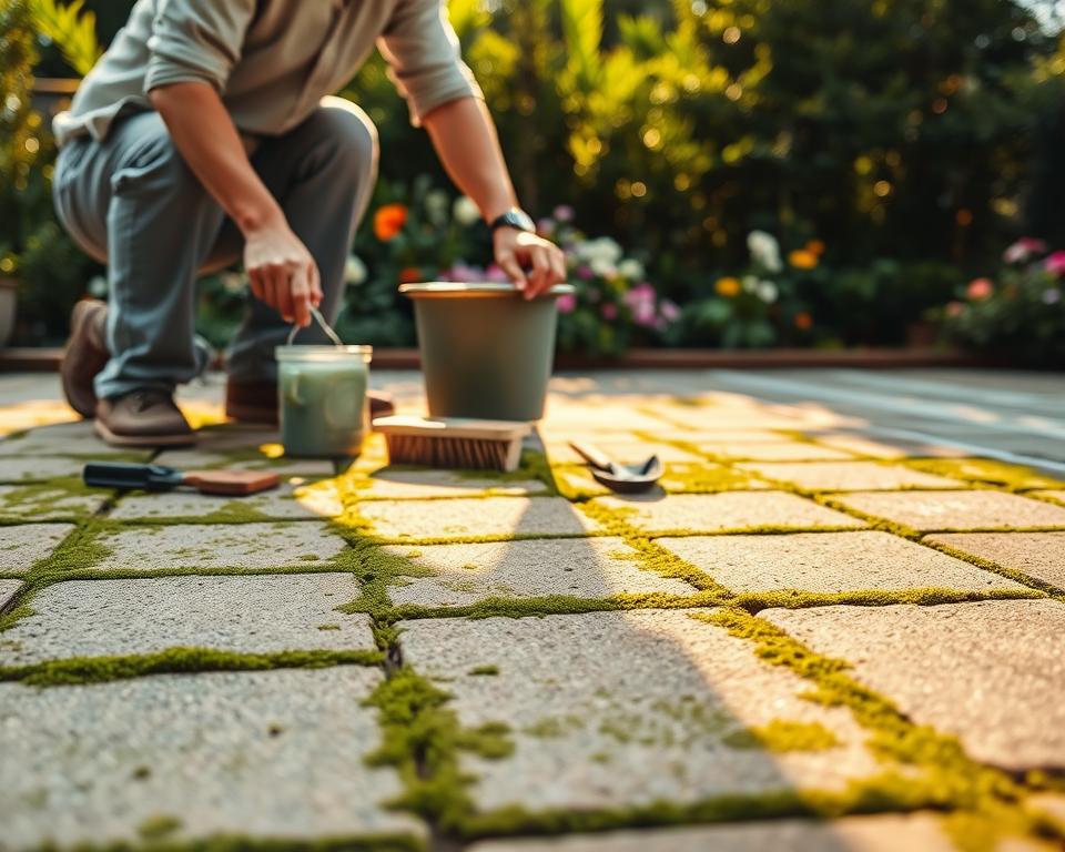 Terrasse vorbereiten Moos entfernen
