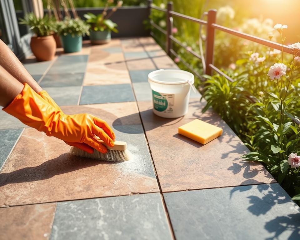 Terrassenpflege Natursteinplatten